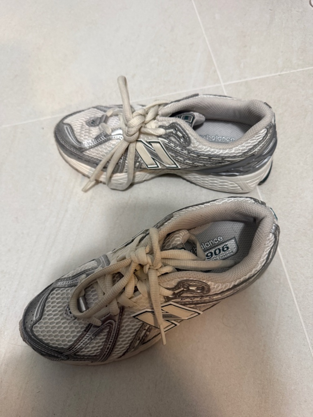 New Balance White Silver 1906 Lace-Up Athletic Sneakers